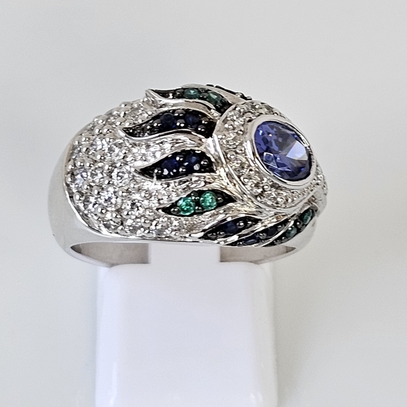 Authentic Victoria Wieck Peacock Ring 14k White Gold Vermeil Size 9! - Picture 4 of 6